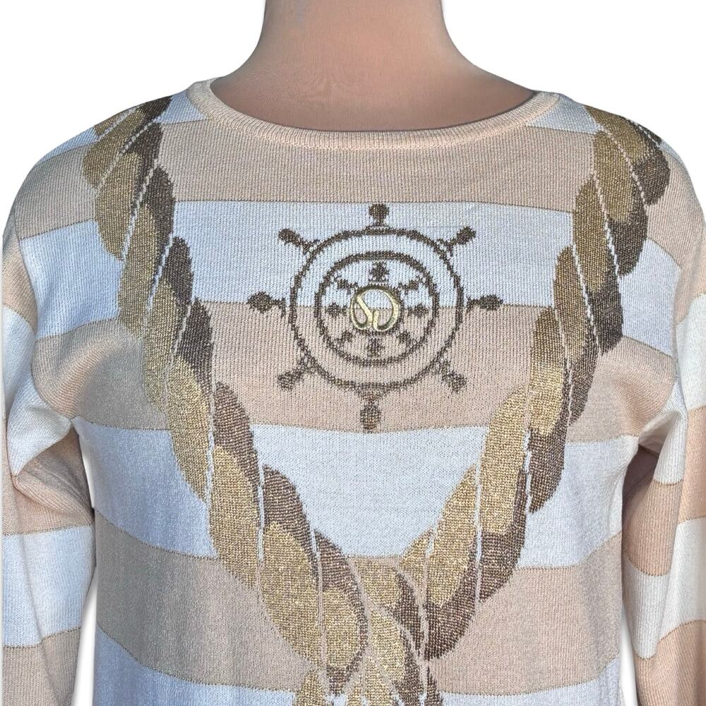 Vintage St John Collection Marie Gray Nautical Sweater Coastal Yacht Old Money